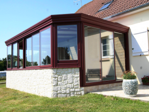 veranda 2 pans coupes rouge